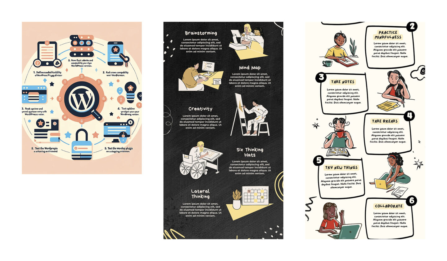 Voorbeelden van infographics die door een AI chatbot zijn gegenereerd