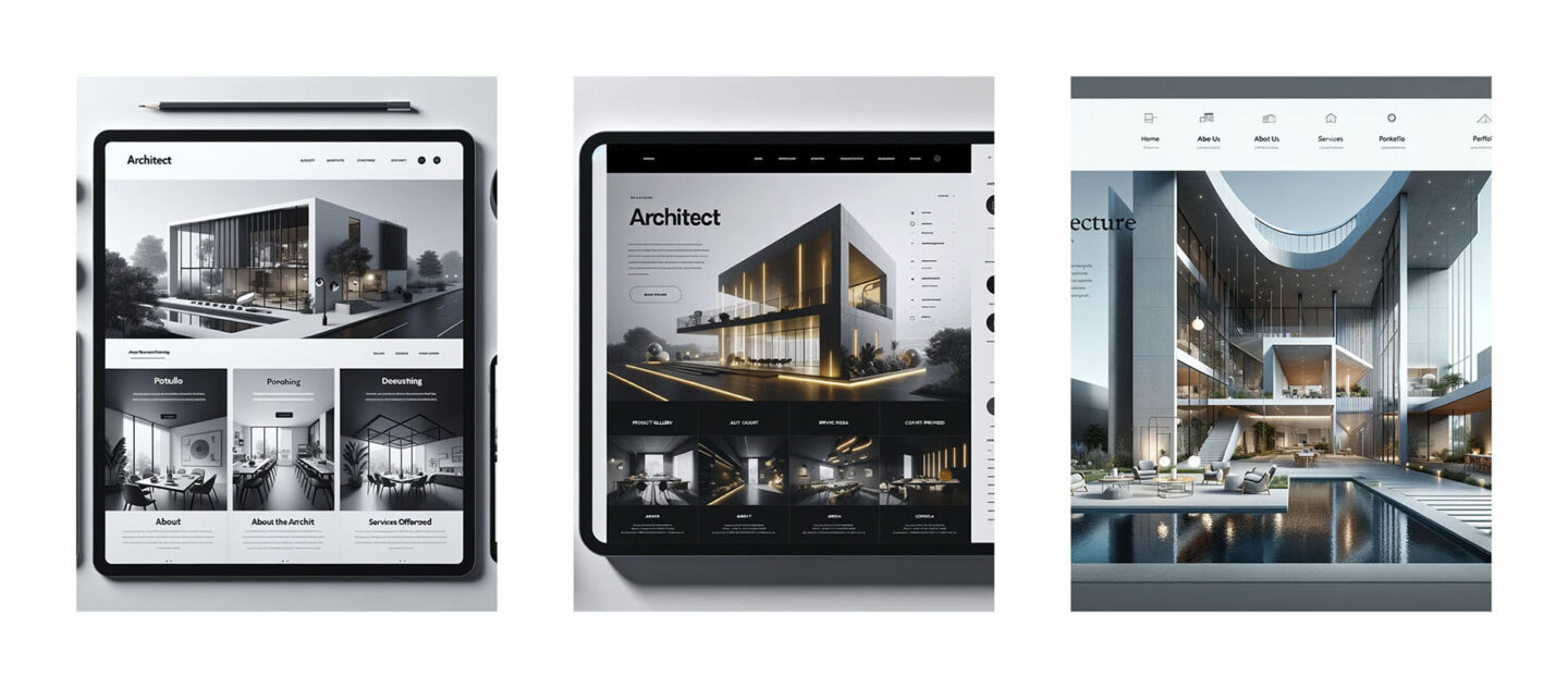 Door GPT genaamd Website Design ontworpen websites (3) voor een architectenbureau