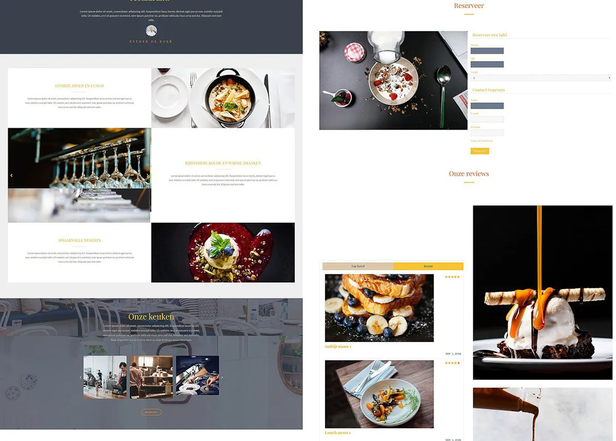 website voorbeeld restaurant ontwerp