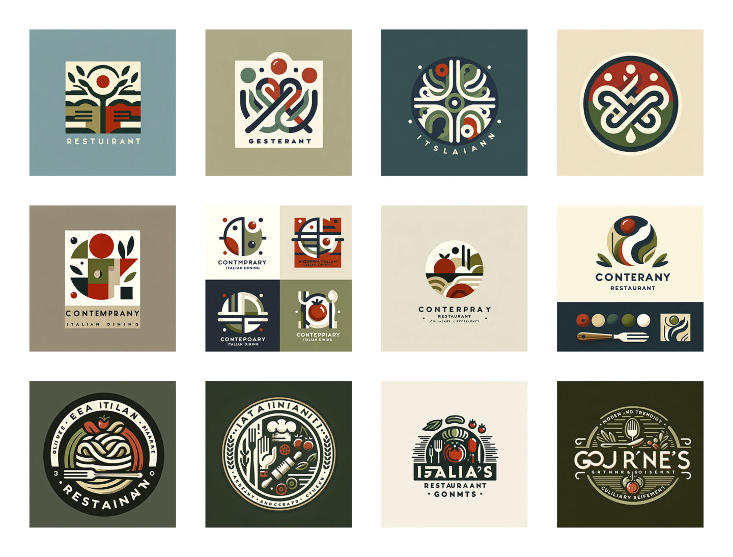 Door ChatGPT gecreëerde logo's voor een Italiaans restaurant