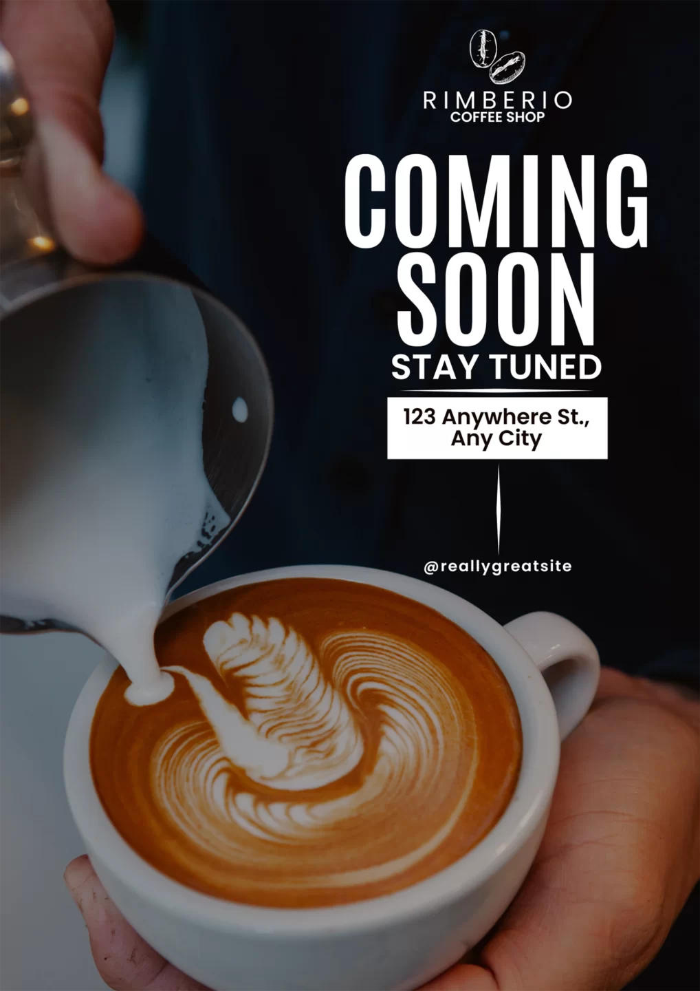 Voorbeeld van een poster voor een nieuwe koffie zaak